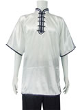 Short-sleeve Mandarin Collar Pullover Duangua (Satin)