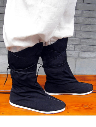 Vintage Style Mid Cloth Boots w/ Shoelaces